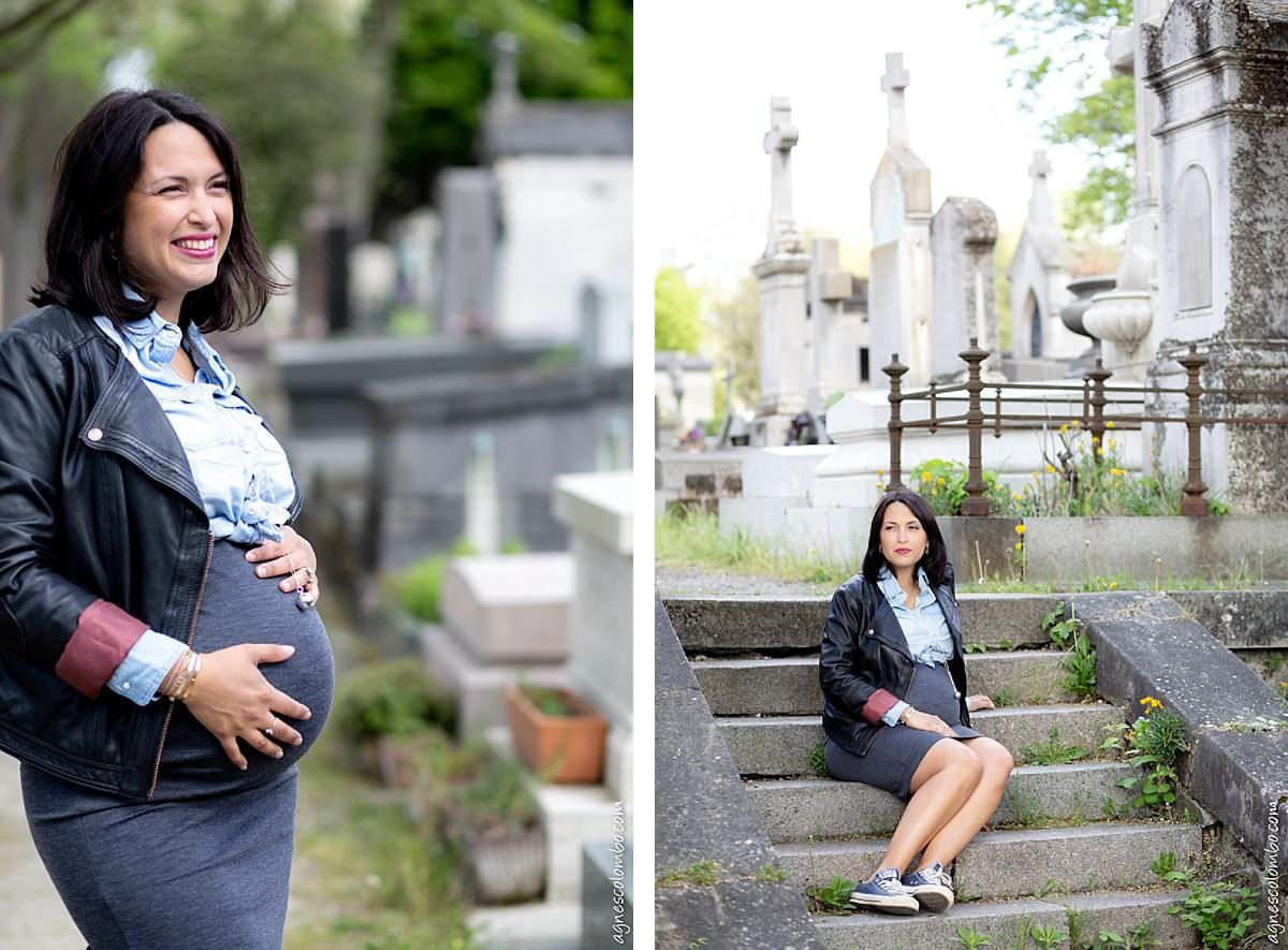 Séance grossesse au cimetière du Père Lachaise