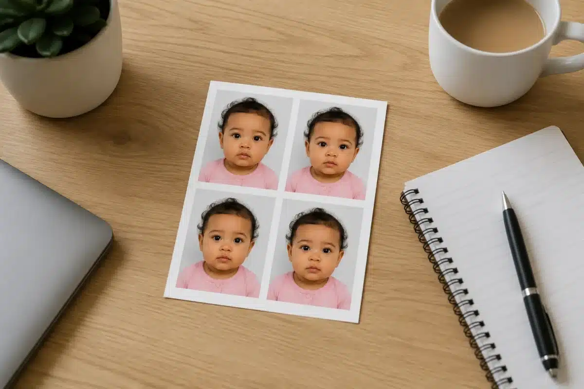 photo identité bébé fille pyjama rose